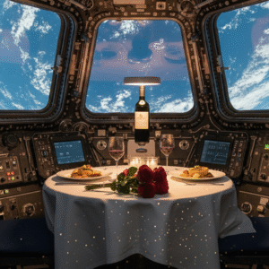 Cena romántica en la Estación Espacial Internacional
